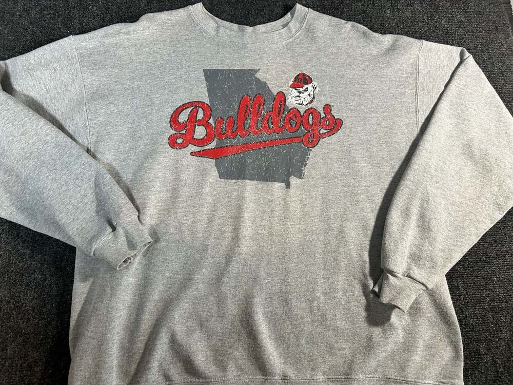 Hanes Georgia Bulldogs Crewneck Sweatshirt Gray Size Large